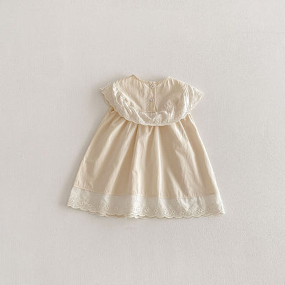Lace Collar Ribbon Cotton Dress レース襟 リボン ノースリーブ ワンピース【mh0012712】 angou ノースリーブワンピース