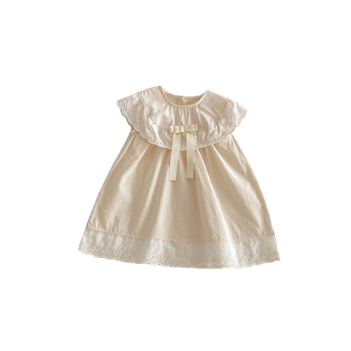 Lace Collar Ribbon Cotton Dress レース襟 リボン ノースリーブ ワンピース【mh0012712】 angou ノースリーブワンピース