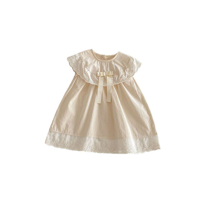 Lace Collar Ribbon Cotton Dress レース襟 リボン ノースリーブ ワンピース【mh0012712】 angou ノースリーブワンピース