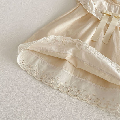 Lace Collar Ribbon Cotton Dress レース襟 リボン ノースリーブ ワンピース【mh0012712】 angou ノースリーブワンピース