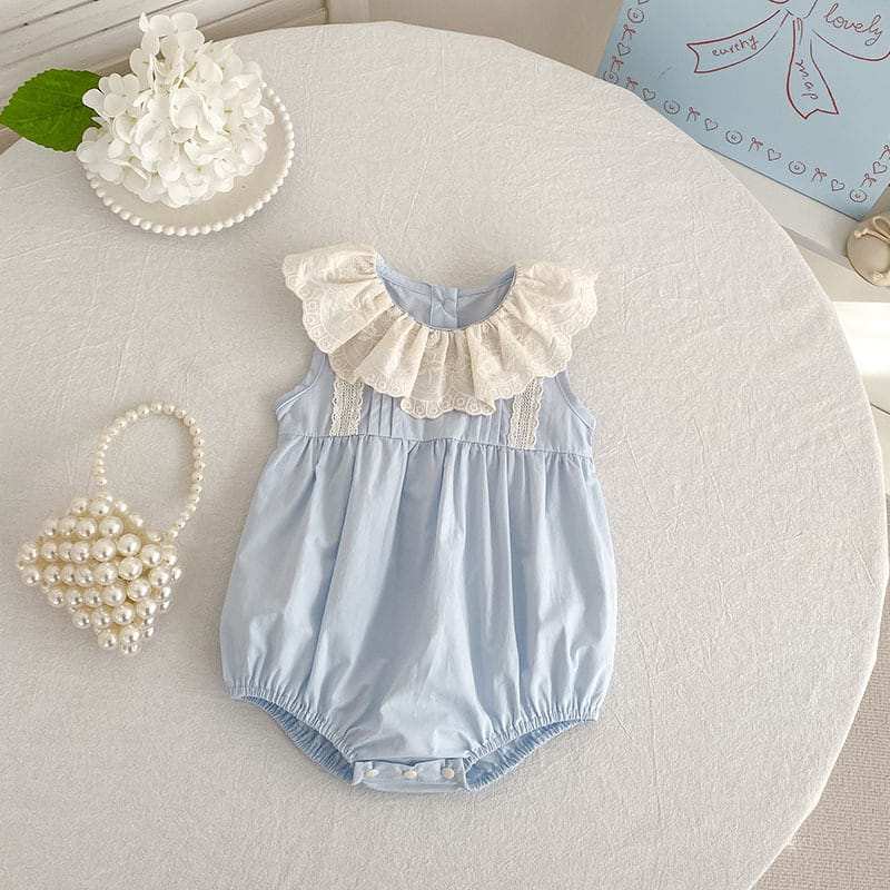Lace Collar Romper Dress ラッフル ロンパース ミモレ丈ワンピース【mh0013162】 Aeg babyi ノースリーブロンパース