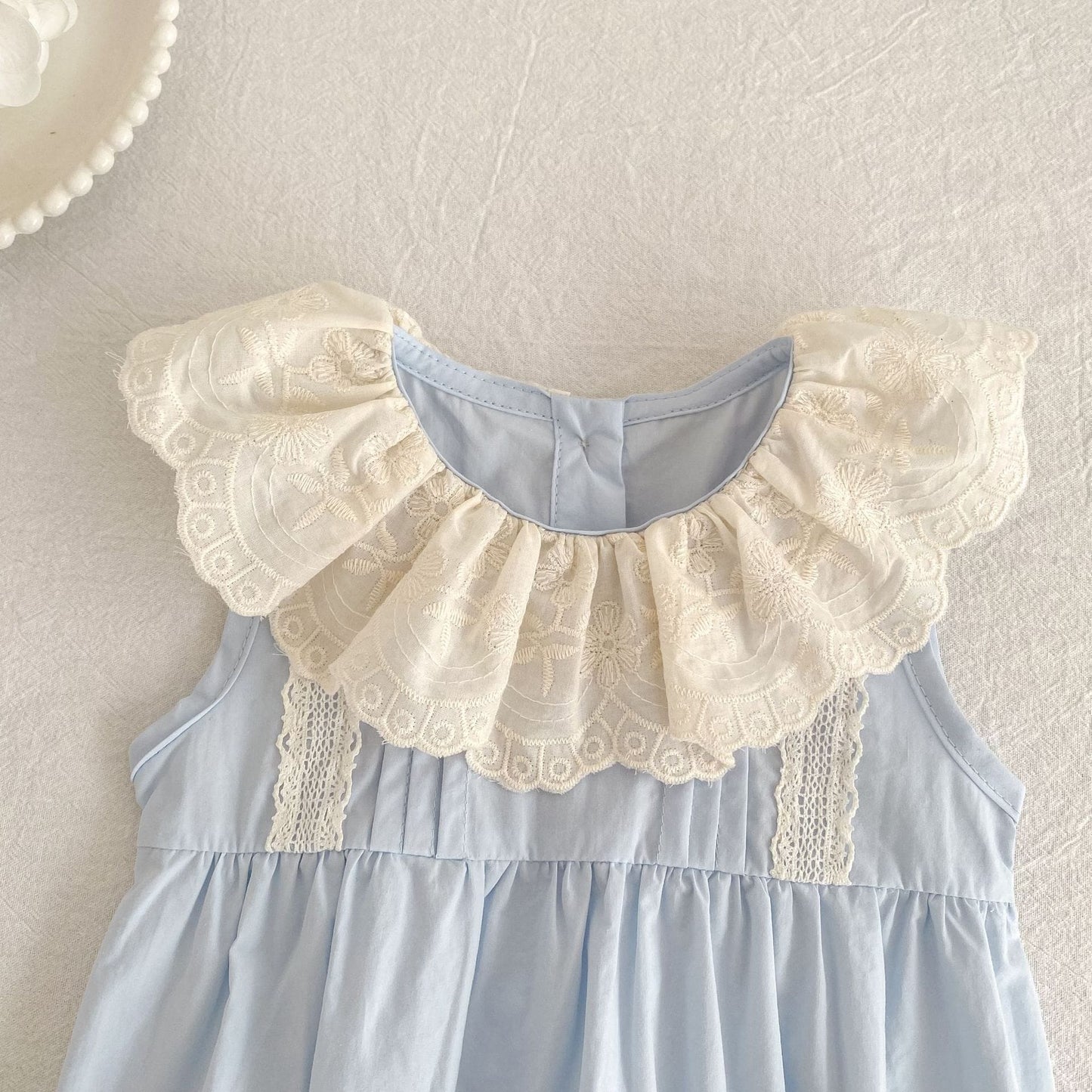 Lace Collar Romper Dress ラッフル ロンパース ミモレ丈ワンピース【mh0013162】 Aeg babyi ノースリーブロンパース