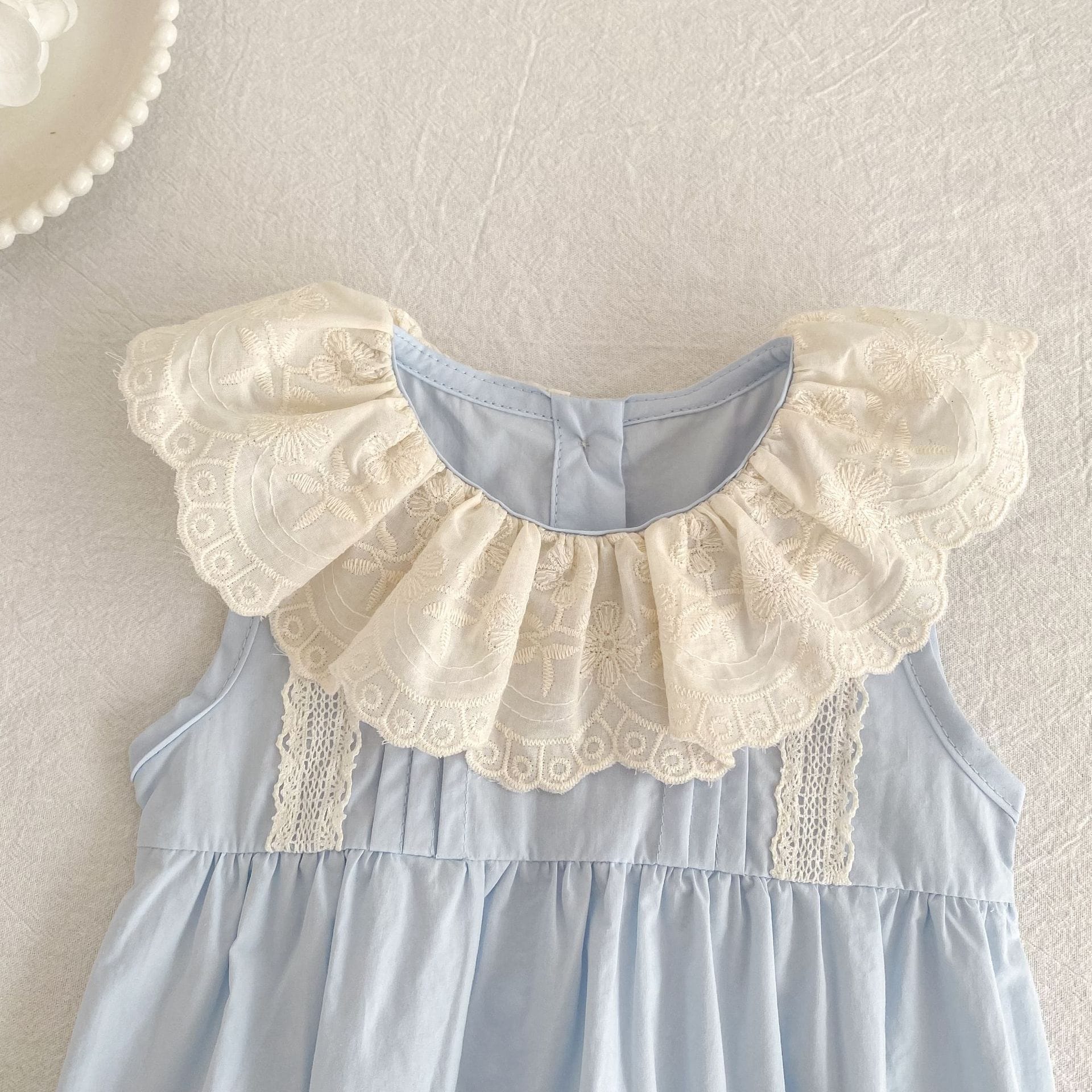 Lace Collar Romper Dress ラッフル ロンパース ミモレ丈ワンピース【mh0013162】 Aeg babyi ノースリーブロンパース
