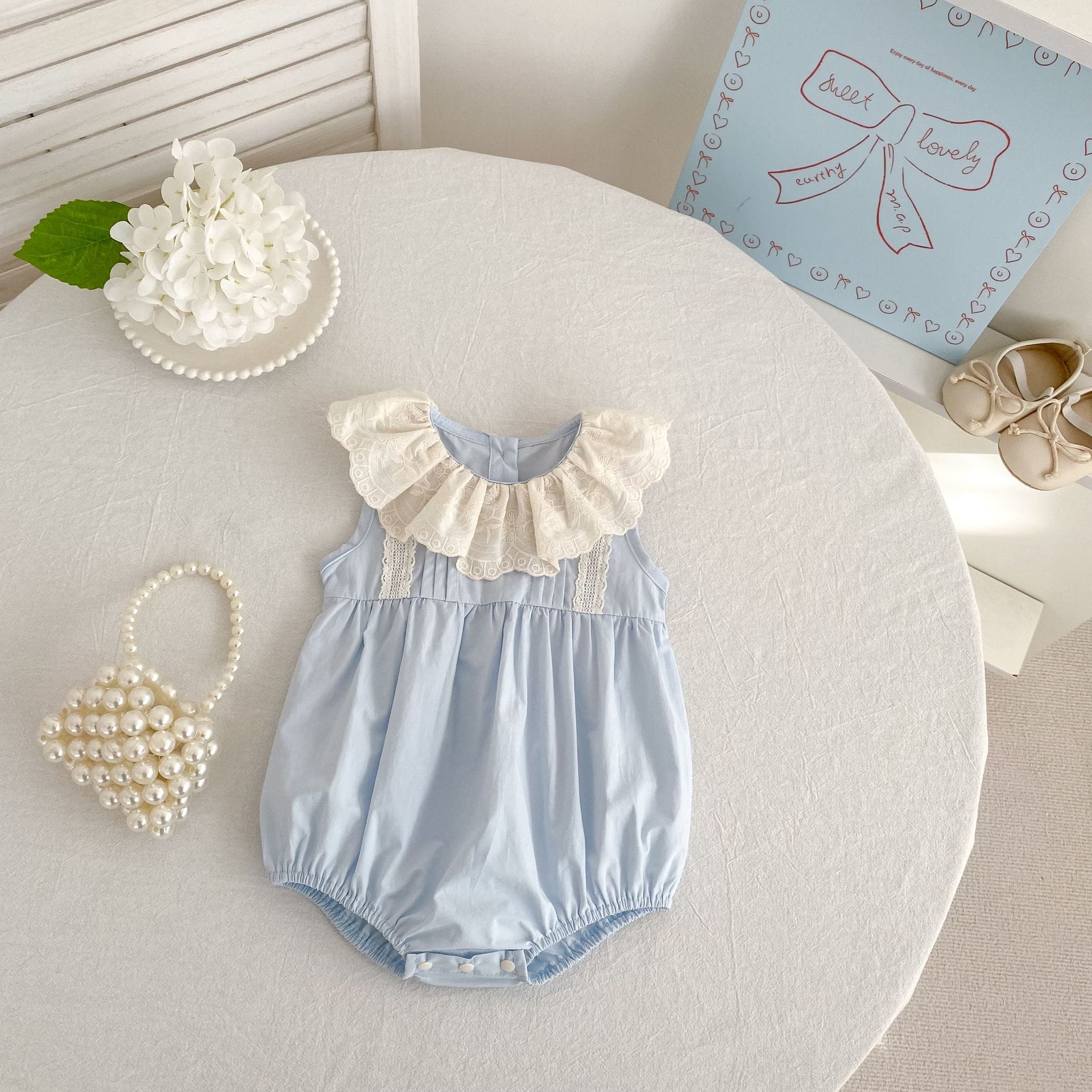 Lace Collar Romper Dress ラッフル ロンパース ミモレ丈ワンピース【mh0013162】 Aeg babyi ノースリーブロンパース