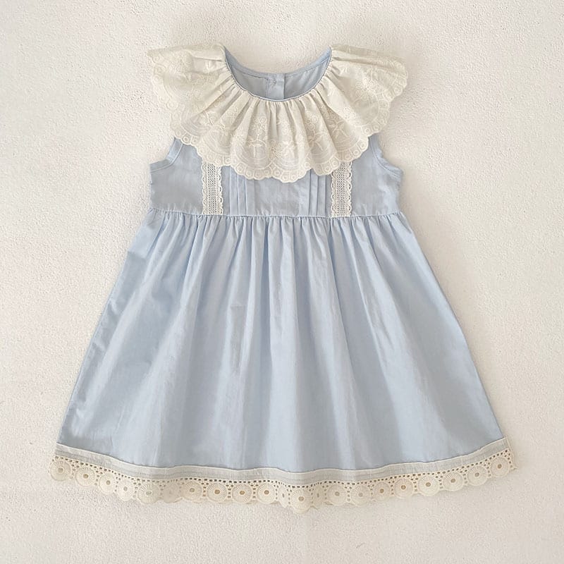Lace Collar Romper Dress ラッフル ロンパース ミモレ丈ワンピース【mh0013162】 Dress / 90cm Aeg babyi ノースリーブロンパース