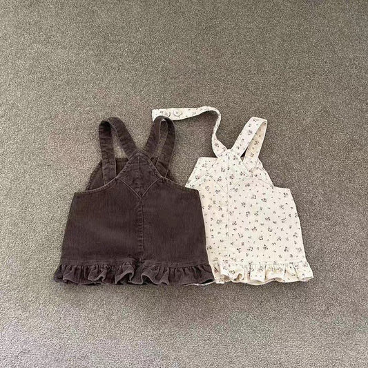 Lace Corduroy Suspender Dress レース コーデュロイ サロペットスカート【mh0012306】 yi nian ni