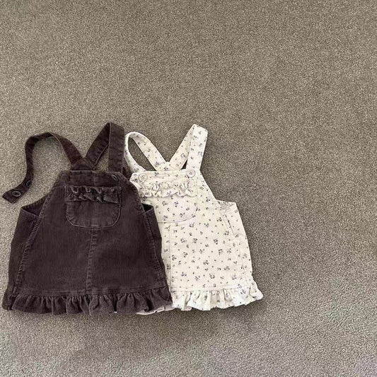 Lace Corduroy Suspender Dress レース コーデュロイ サロペットスカート【mh0012306】 yi nian ni