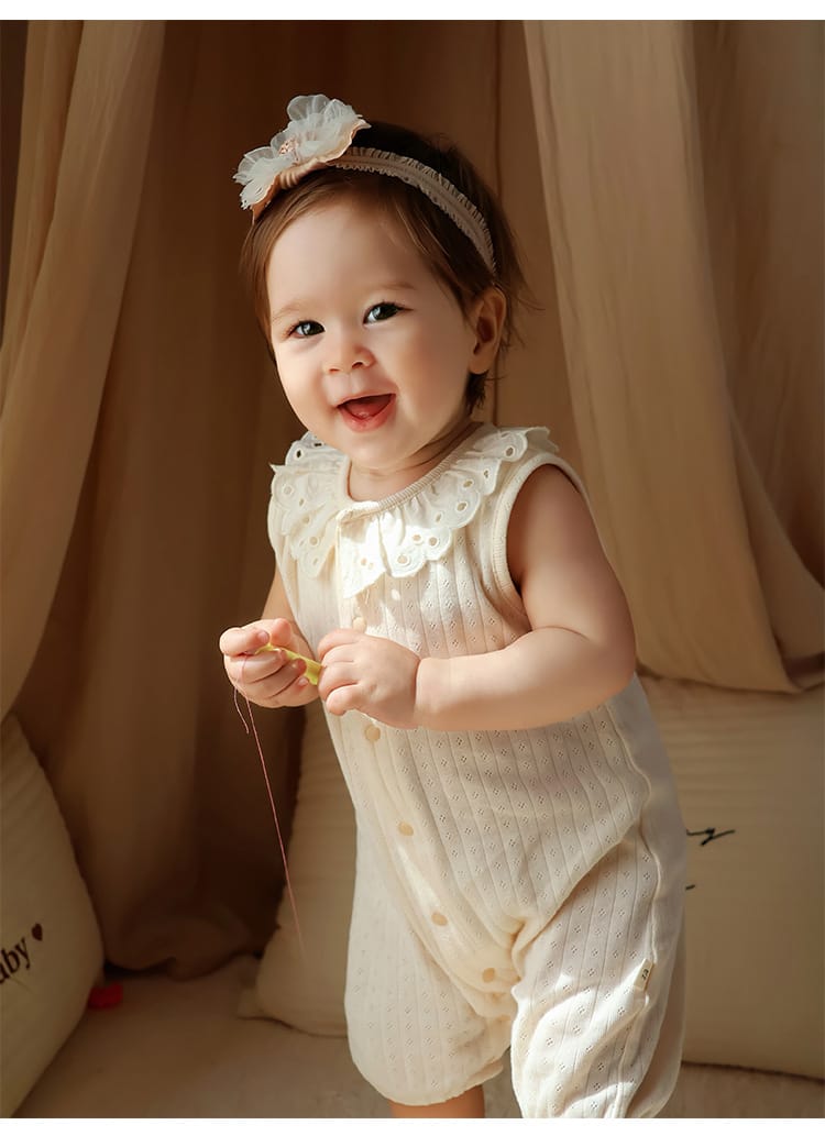 Lace Cotton Romper レース ノースリーブロンパース【mh0013027】 Beitaoya ノースリーブロンパース