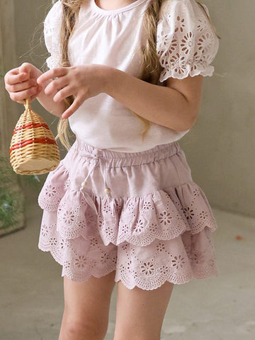 Lace Embroidered Shorts 刺繍 レースショートパンツ【mh0012979】 Strawberry Coral ハーフパンツ・ショートパンツ