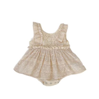 Lace Flutter Sleeve Bodysuit レース フリル袖 ロンパース【mh0012491】 Engepapa ノースリーブロンパース