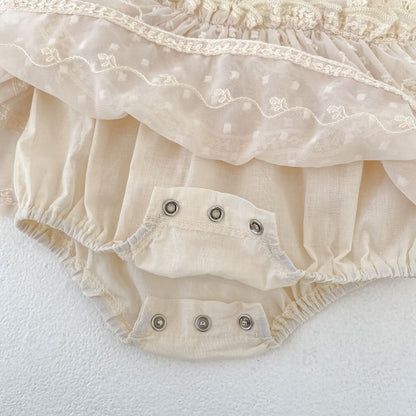 Lace Flutter Sleeve Bodysuit レース フリル袖 ロンパース【mh0012491】 Engepapa ノースリーブロンパース