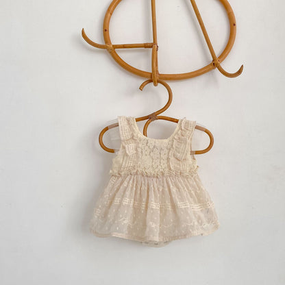 Lace Flutter Sleeve Bodysuit レース フリル袖 ロンパース【mh0012491】 Engepapa ノースリーブロンパース