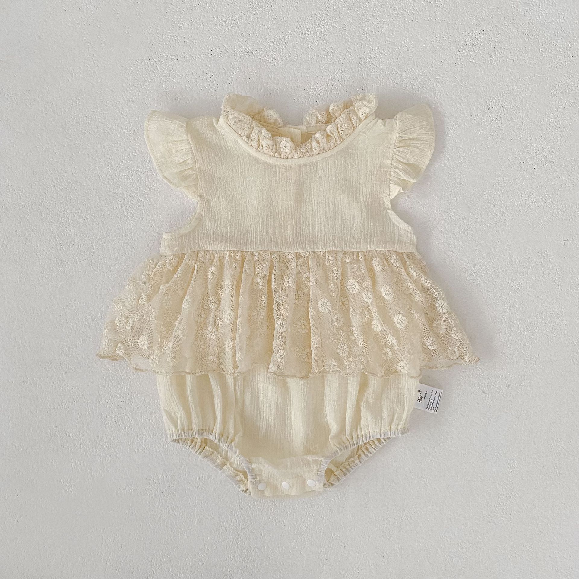 Lace Flutter Sleeve Romper レース フリル袖 ロンパース【mh0012487】 Apricot / 66cm Engepapa ノースリーブロンパース