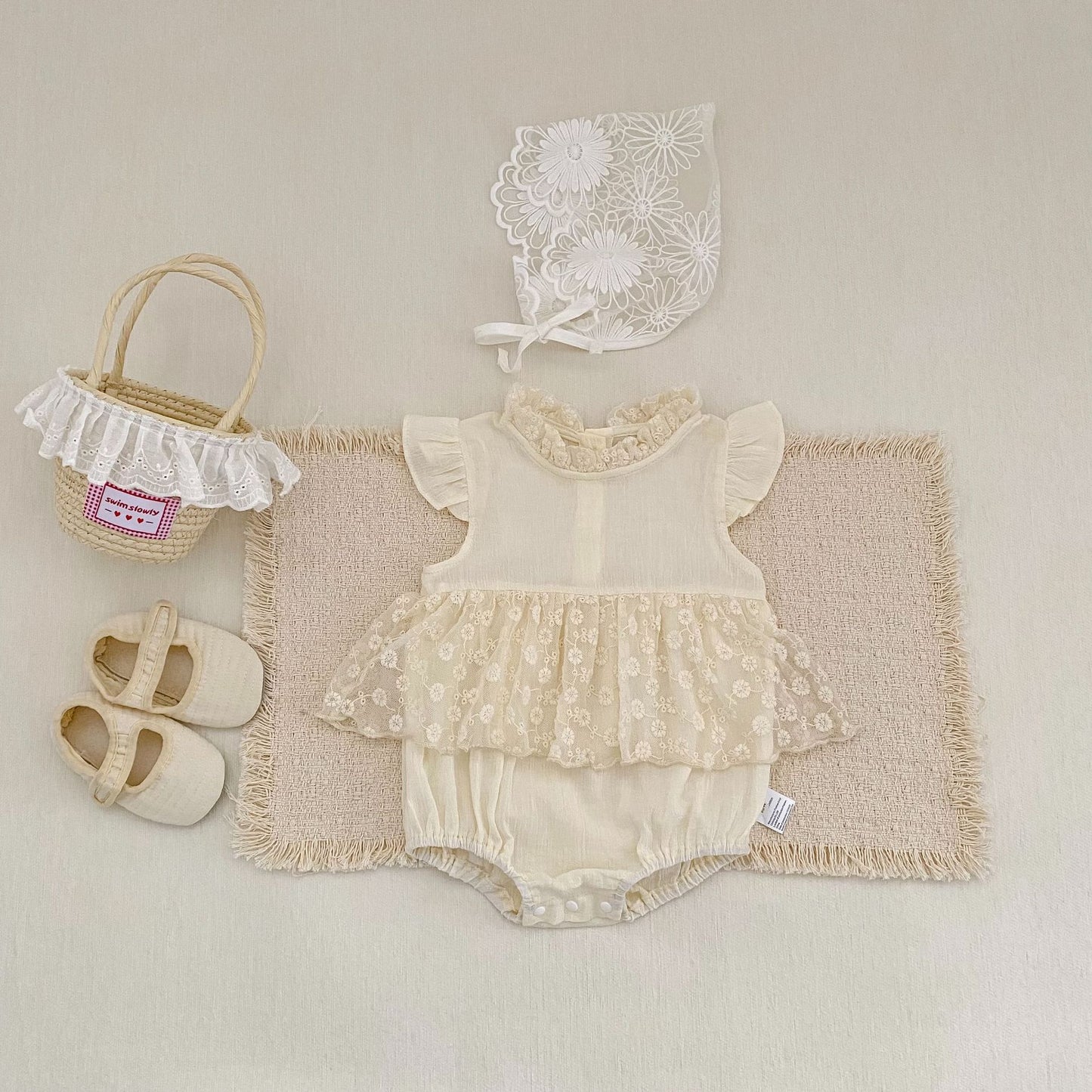 Lace Flutter Sleeve Romper レース フリル袖 ロンパース【mh0012487】 Engepapa ノースリーブロンパース