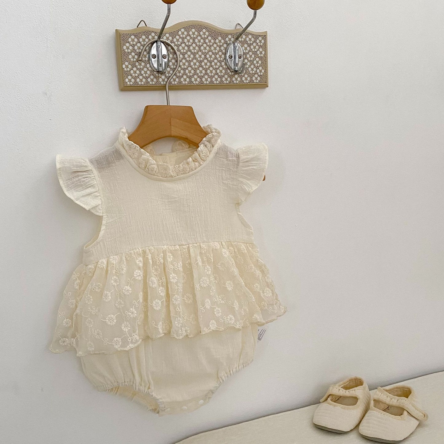 Lace Flutter Sleeve Romper レース フリル袖 ロンパース【mh0012487】 Engepapa ノースリーブロンパース