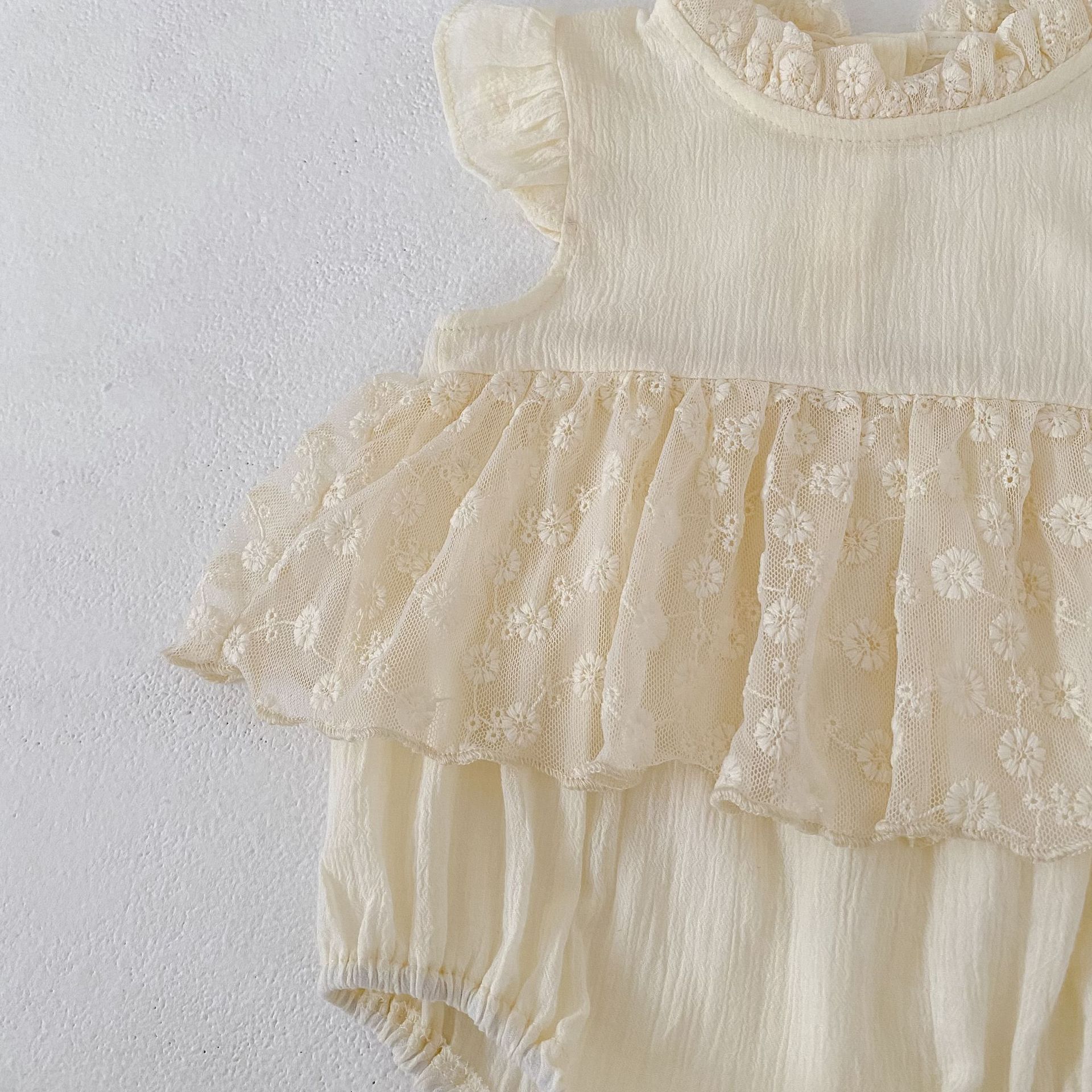 Lace Flutter Sleeve Romper レース フリル袖 ロンパース【mh0012487】 Engepapa ノースリーブロンパース