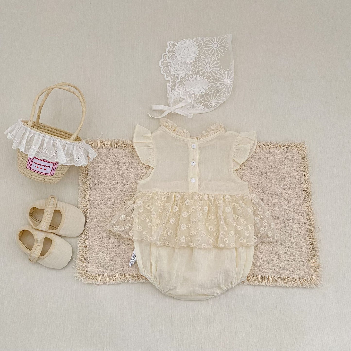 Lace Flutter Sleeve Romper レース フリル袖 ロンパース【mh0012487】 Engepapa ノースリーブロンパース