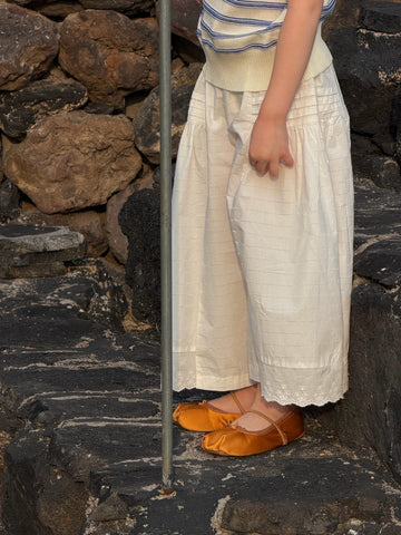 Lace Hem Cotton Wide Pants レース刺繍 ロングパンツ【mh0013399】 Jianzidan ロングパンツ・スウェットパンツ
