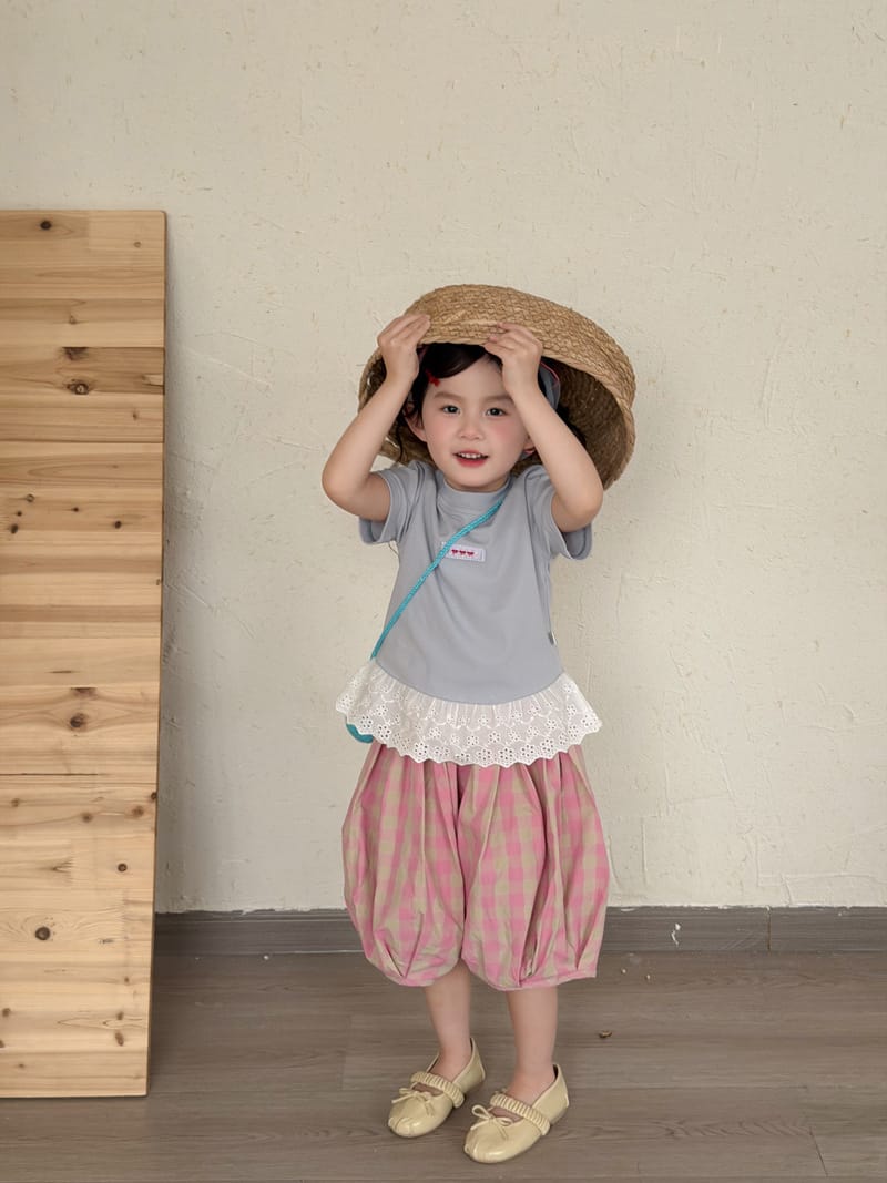 Lace Hem Flutter Sleeve T-Shirt リボンモチーフ 半袖Tシャツ【mh0013112】 MaiTianJi 半袖Tシャツ