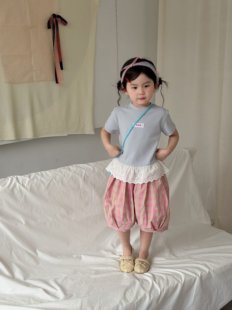 Lace Hem Flutter Sleeve T-Shirt リボンモチーフ 半袖Tシャツ【mh0013112】 MaiTianJi 半袖Tシャツ