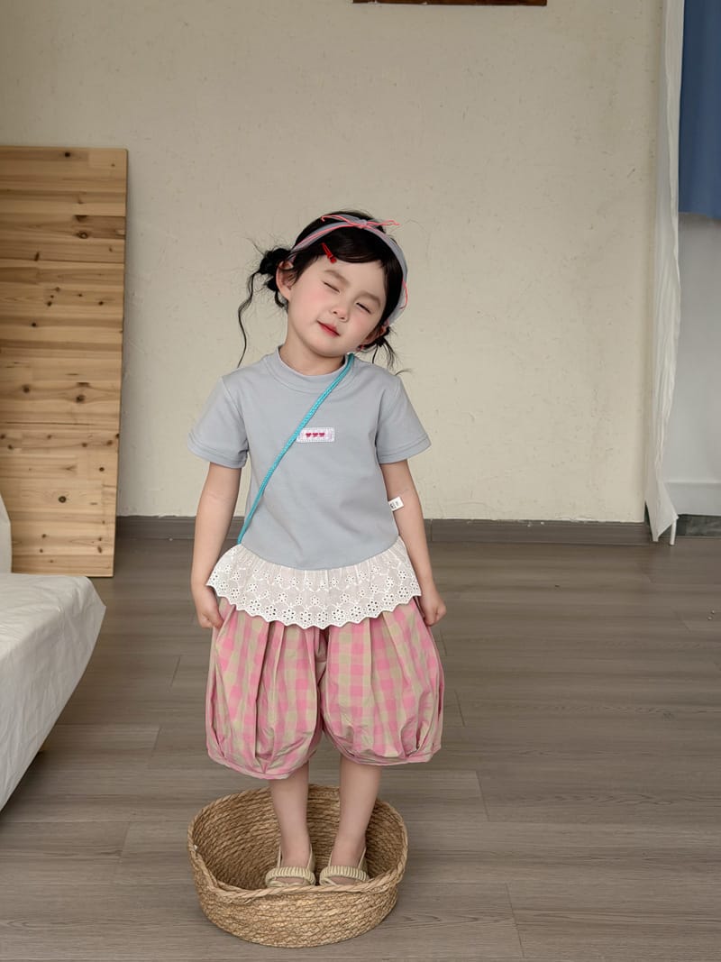 Lace Hem Flutter Sleeve T-Shirt リボンモチーフ 半袖Tシャツ【mh0013112】 MaiTianJi 半袖Tシャツ