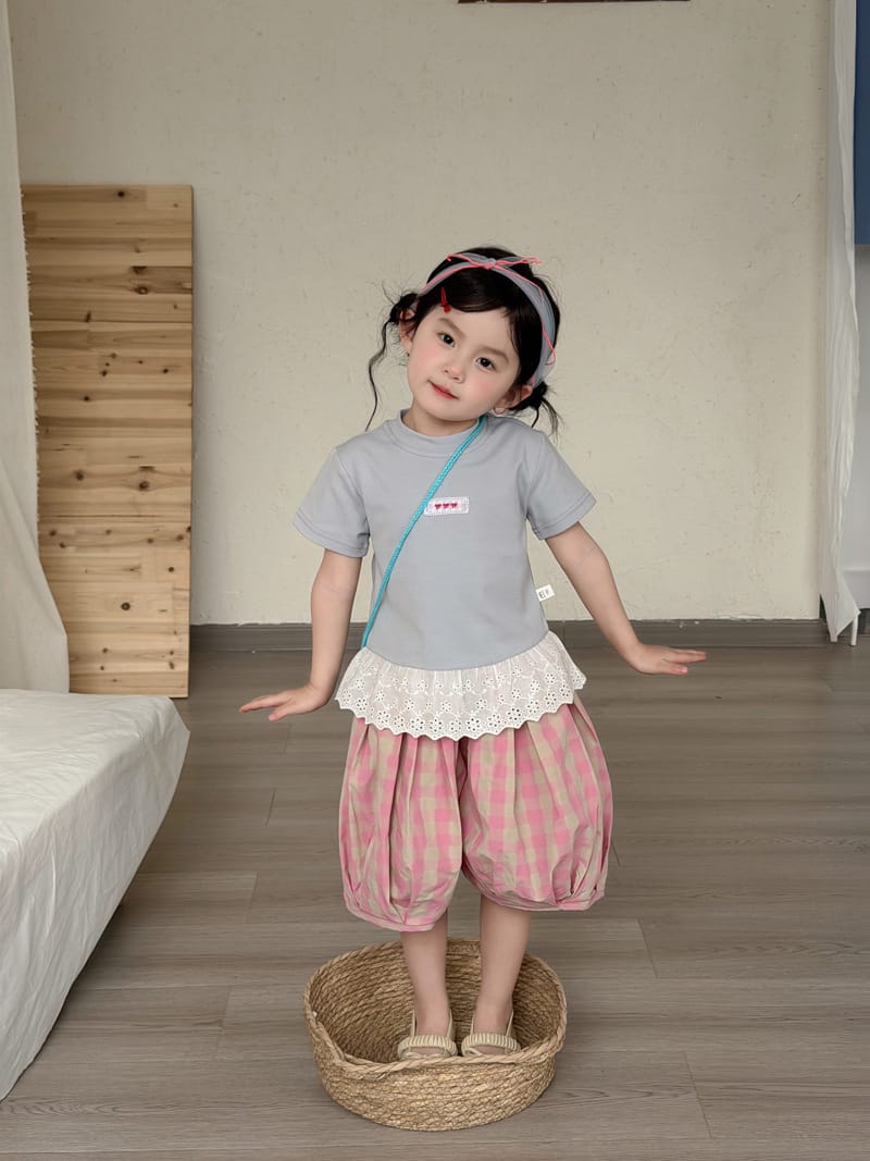 Lace Hem Flutter Sleeve T-Shirt リボンモチーフ 半袖Tシャツ【mh0013112】 MaiTianJi 半袖Tシャツ