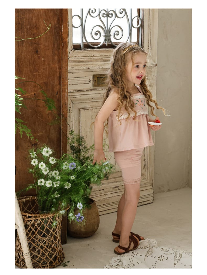 Lace Hem Shorts ストレッチ レース ショートレギンスパンツ【mh0012978】 Strawberry Coral レギンスパンツ