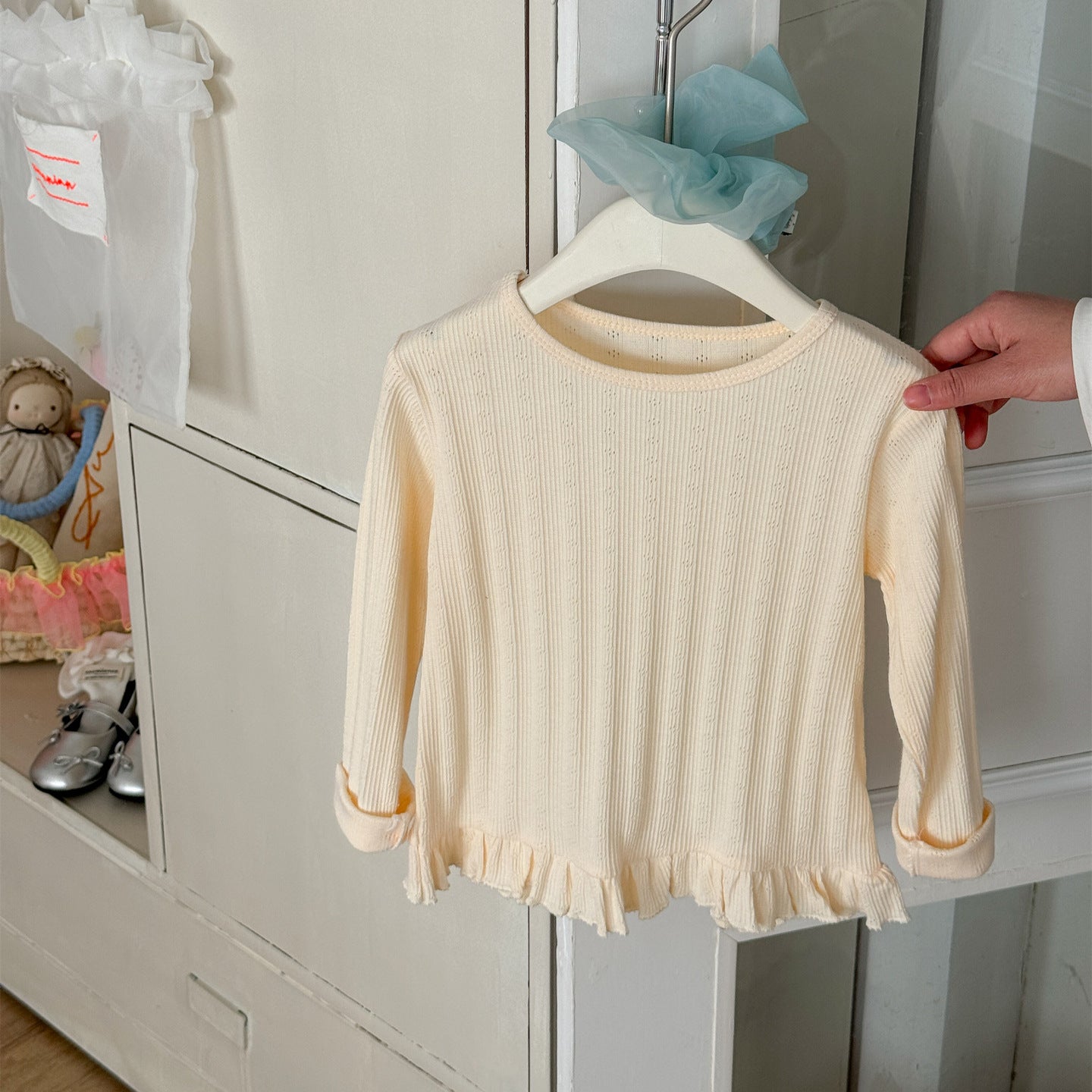 Lace Jacquard Cotton Top レース ジャガード コットン トップス【mh0012294】 Beige / 90cm Laibaobao