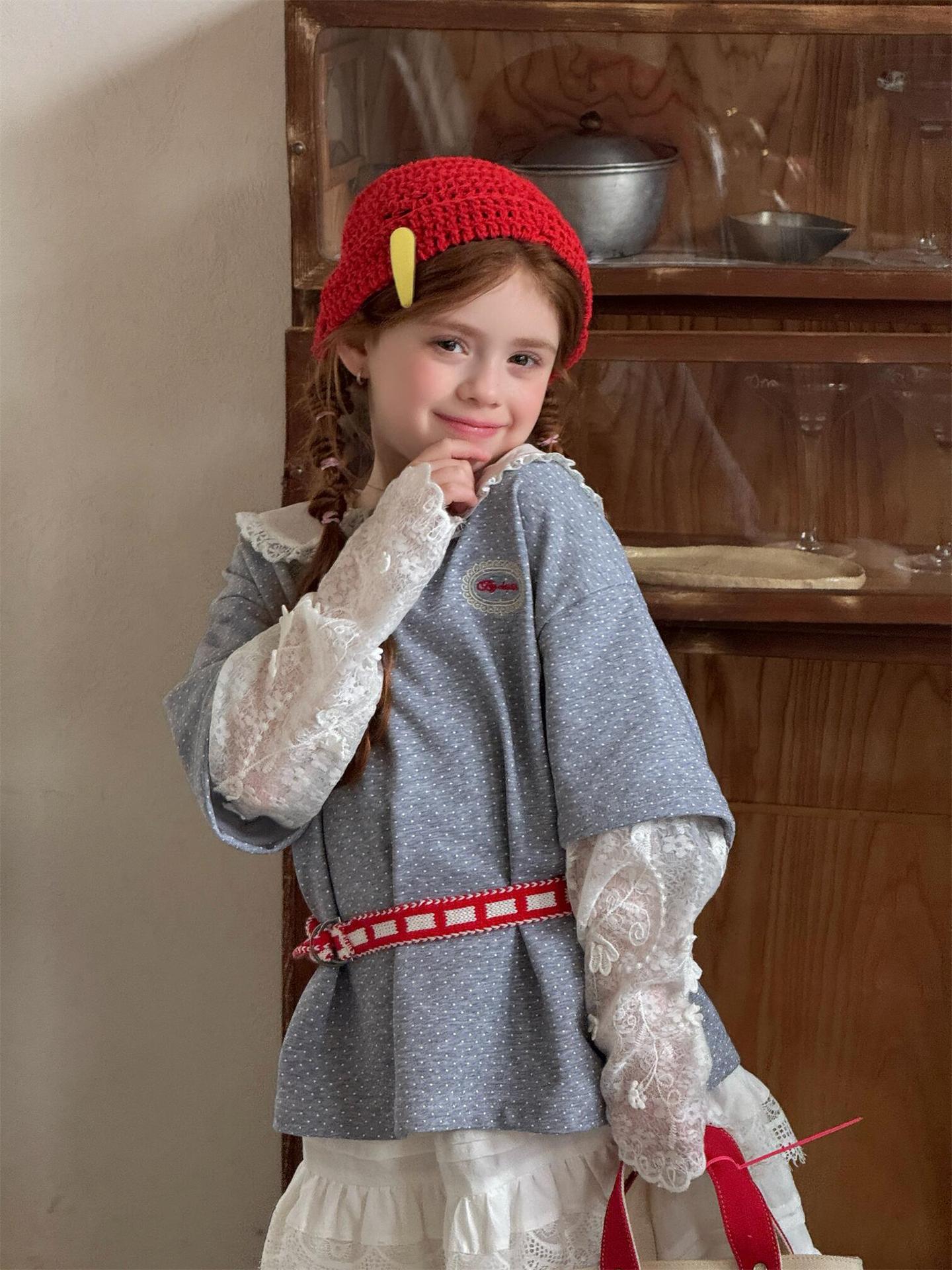 Lace Layered Fake Two-Piece Tee レーススリーブ フェイクレイヤード Tシャツ【mh0012318】 Jianzidan