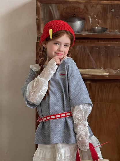 Lace Layered Fake Two-Piece Tee レーススリーブ フェイクレイヤード Tシャツ【mh0012318】 Jianzidan