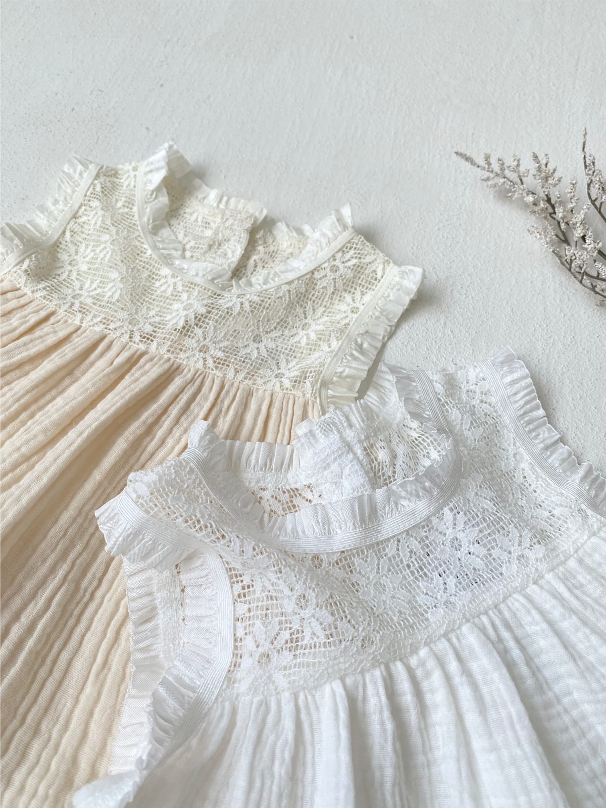 Lace Patchwork Gauze Dress シアーレース ノースリーブワンピース【mh0013108】 BBAMMA ノースリーブワンピース