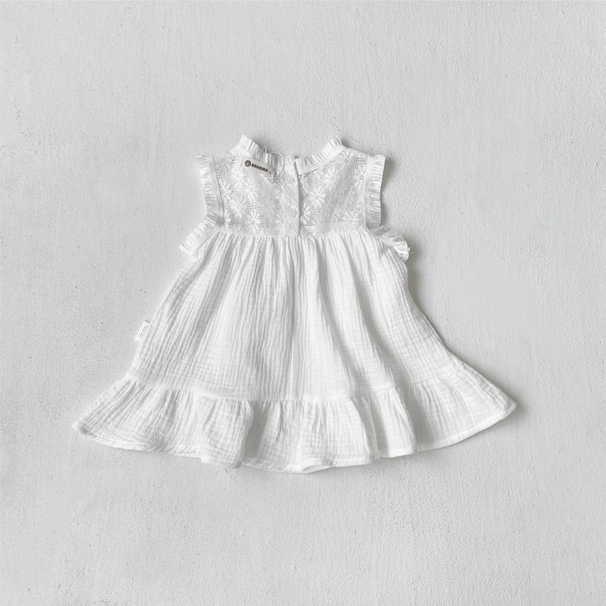 Lace Patchwork Gauze Dress シアーレース ノースリーブワンピース【mh0013108】 BBAMMA ノースリーブワンピース