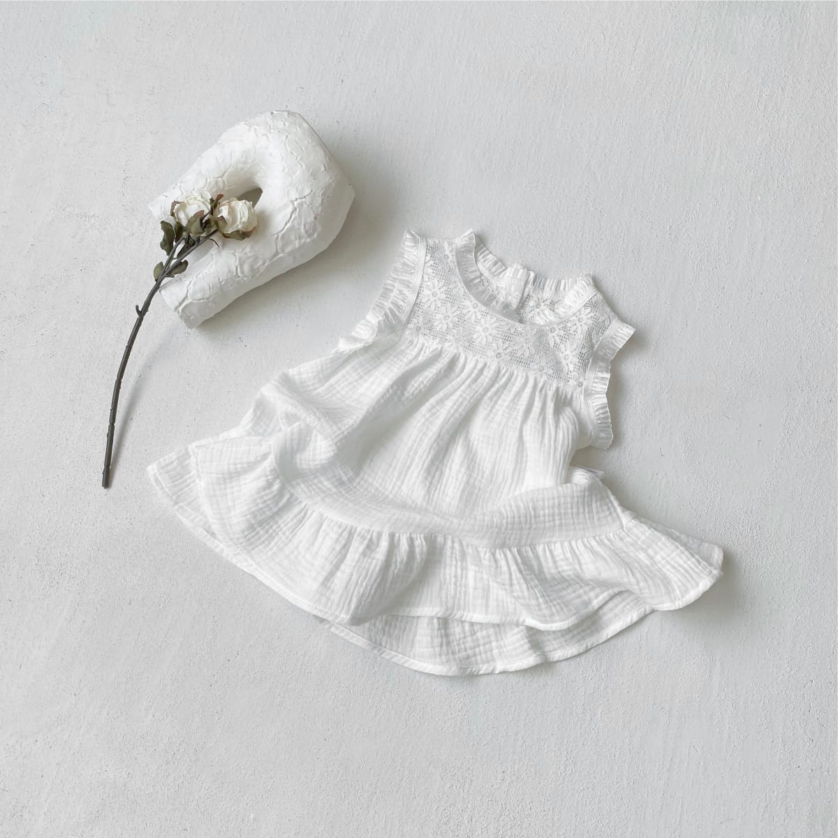 Lace Patchwork Gauze Dress シアーレース ノースリーブワンピース【mh0013108】 BBAMMA ノースリーブワンピース