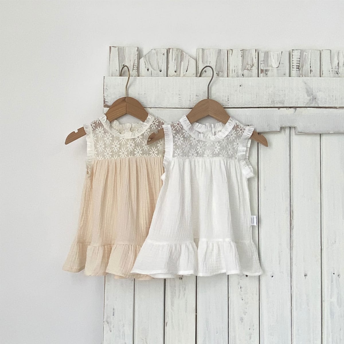 Lace Patchwork Gauze Dress シアーレース ノースリーブワンピース【mh0013108】 BBAMMA ノースリーブワンピース