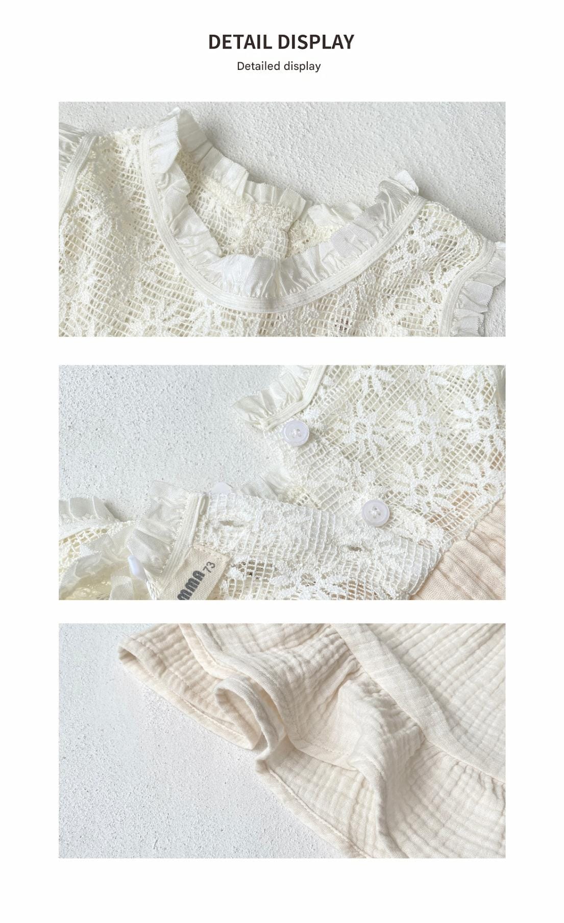 Lace Patchwork Gauze Dress シアーレース ノースリーブワンピース【mh0013108】 BBAMMA ノースリーブワンピース