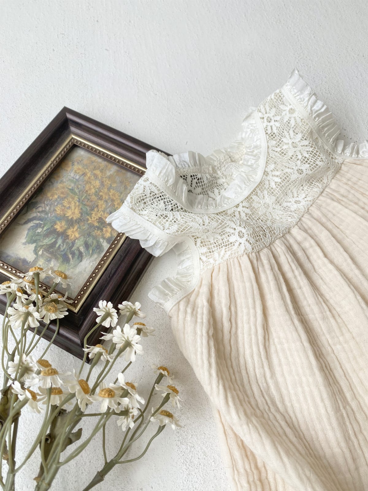 Lace Patchwork Gauze Dress シアーレース ノースリーブワンピース【mh0013108】 BBAMMA ノースリーブワンピース