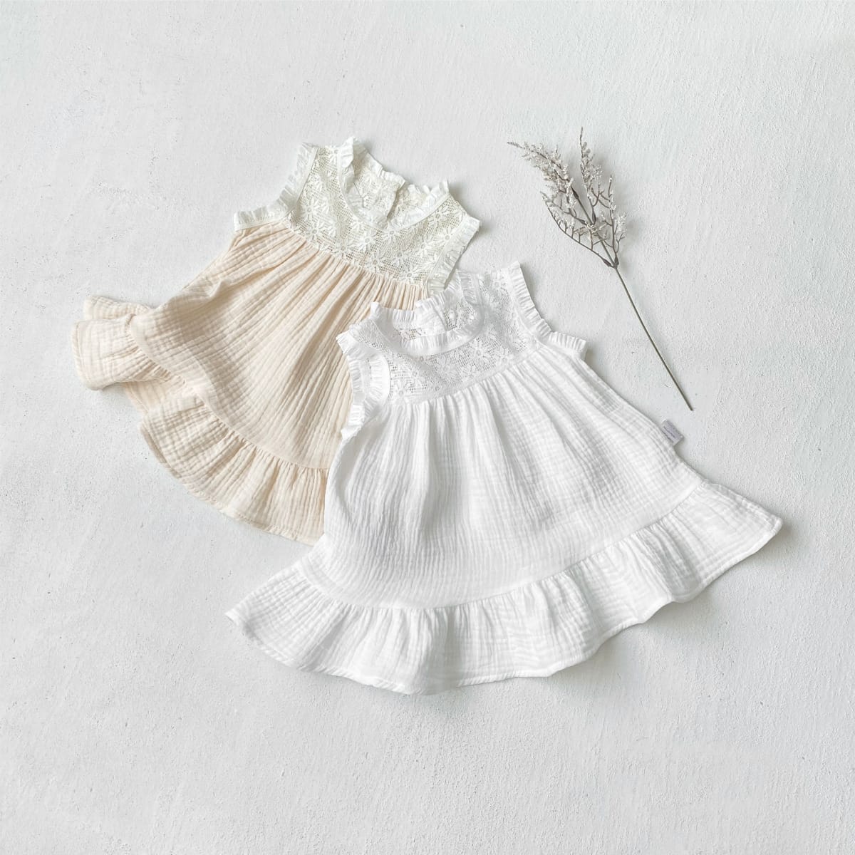 Lace Patchwork Gauze Dress シアーレース ノースリーブワンピース【mh0013108】 BBAMMA ノースリーブワンピース