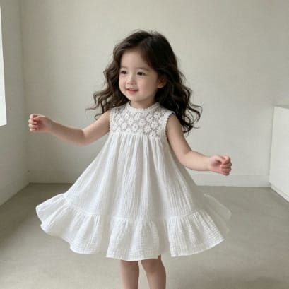 Lace Patchwork Gauze Dress シアーレース ノースリーブワンピース【mh0013108】 BBAMMA ノースリーブワンピース