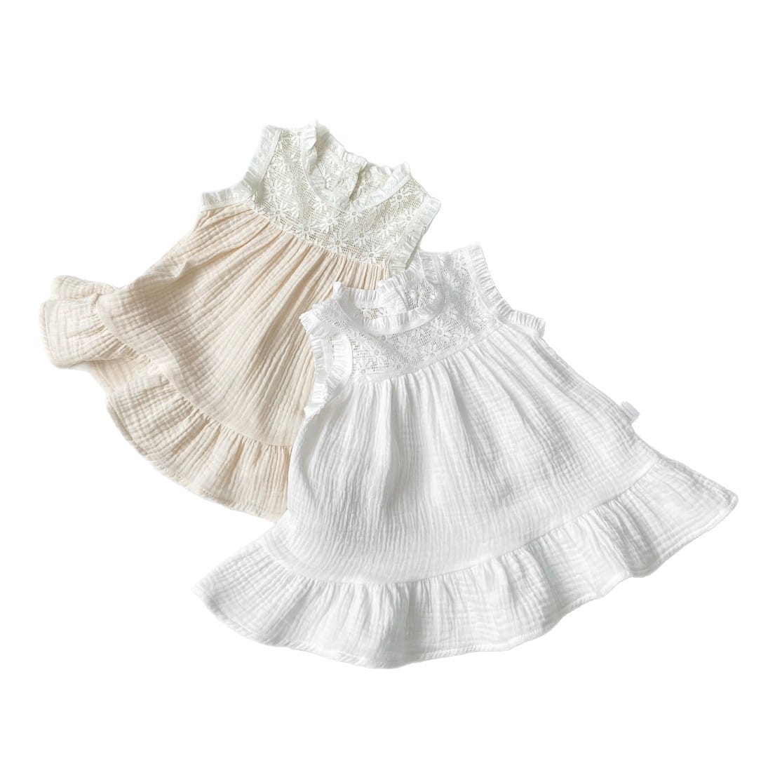 Lace Patchwork Gauze Dress シアーレース ノースリーブワンピース【mh0013108】 BBAMMA ノースリーブワンピース