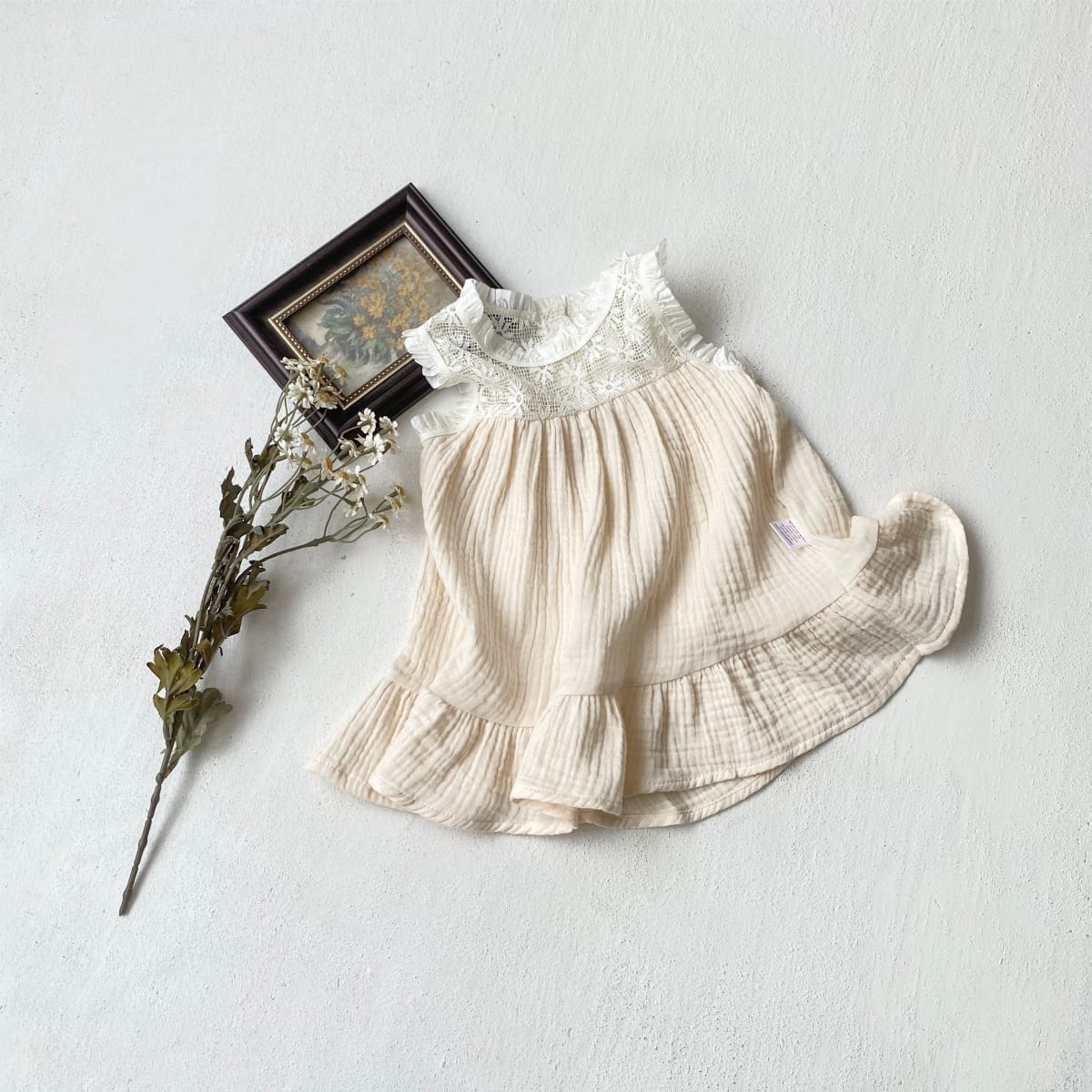 Lace Patchwork Gauze Dress シアーレース ノースリーブワンピース【mh0013108】 BBAMMA ノースリーブワンピース