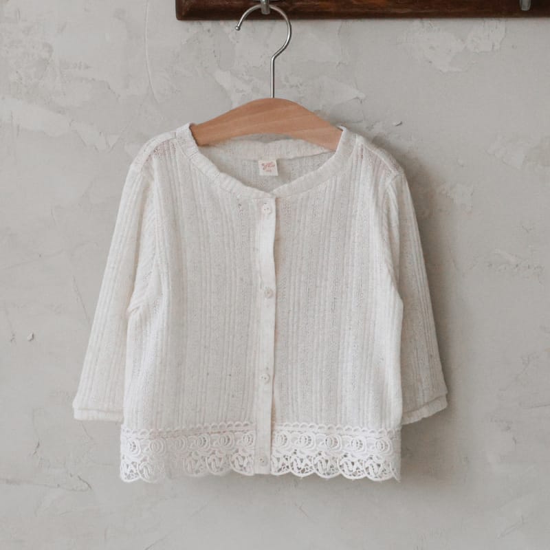Lace Point Cardigan 透かし編み カーディガン【mh0012977】 Off-White / 90cm Strawberry Coral カーディガン・パーカー