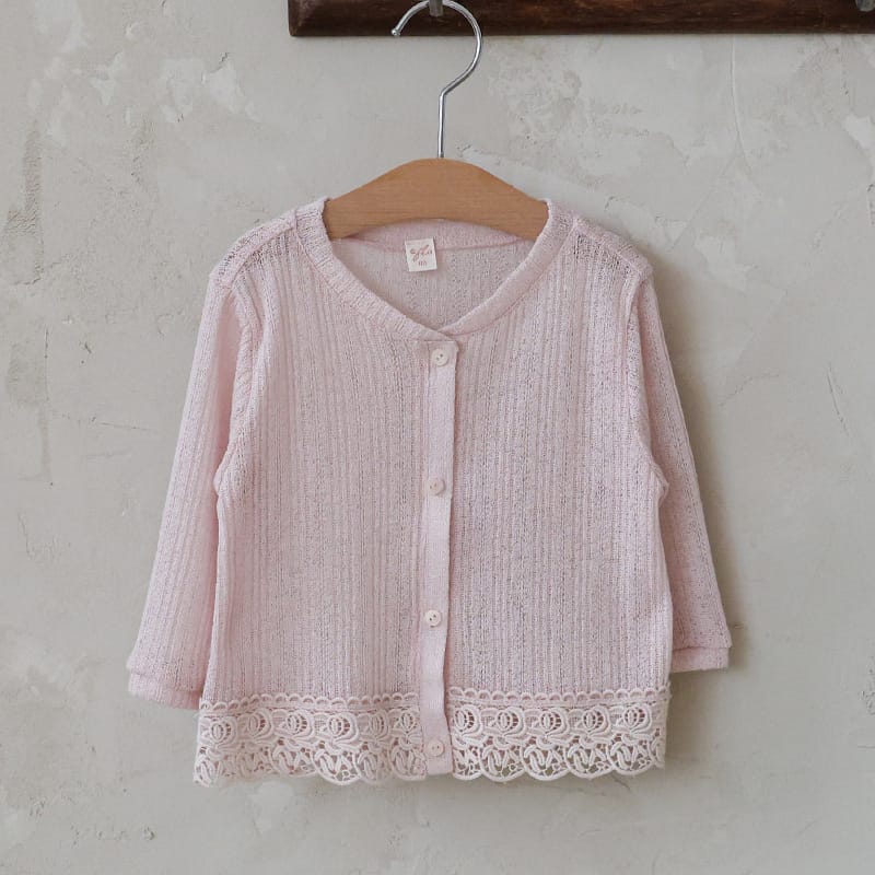 Lace Point Cardigan 透かし編み カーディガン【mh0012977】 Pink / 90cm Strawberry Coral カーディガン・パーカー