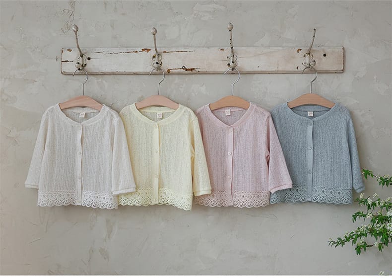 Lace Point Cardigan 透かし編み カーディガン【mh0012977】 Strawberry Coral カーディガン・パーカー