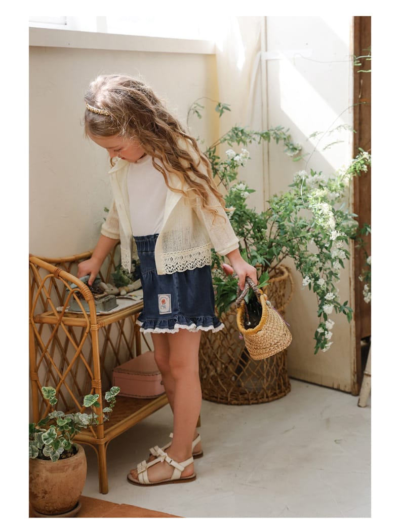 Lace Print Denim Shorts フリル デニムショートパンツ【mh0012981】 Strawberry Coral ハーフパンツ・ショートパンツ