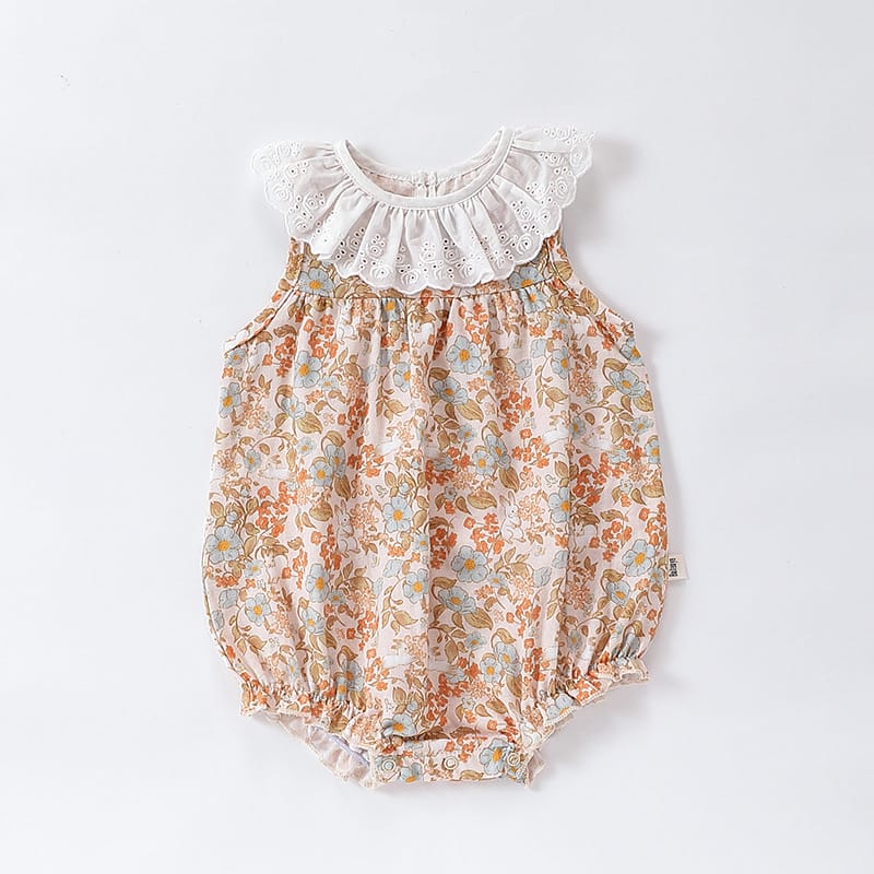 Lace Ruffle Collar Patterned Romper レース ノースリーブロンパース【mh0013607】 Flowers / 66cm Beitaoya ノースリーブロンパース