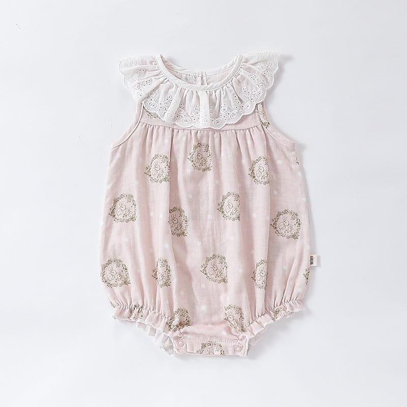 Lace Ruffle Collar Patterned Romper レース ノースリーブロンパース【mh0013607】 Rabbit / 66cm Beitaoya ノースリーブロンパース