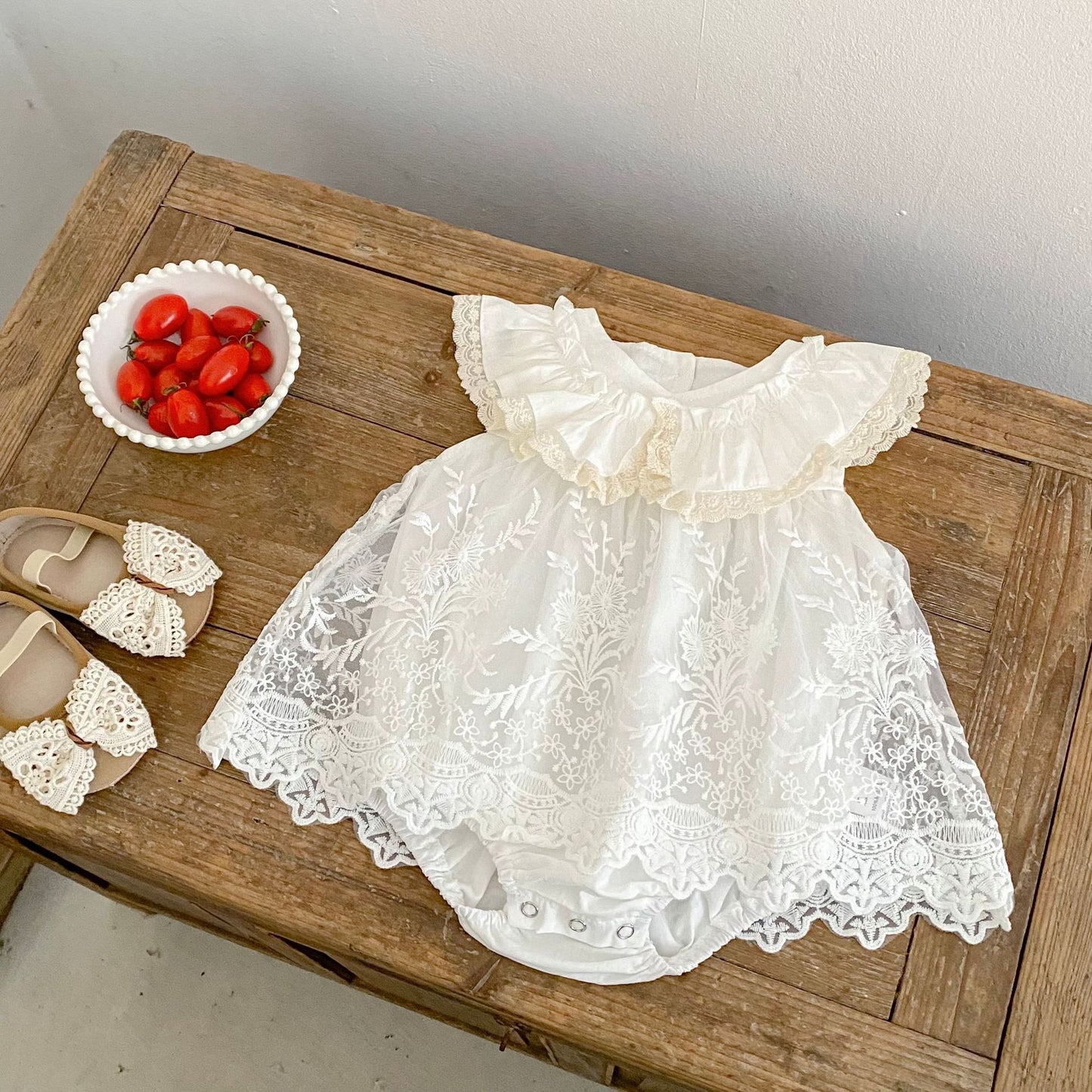 Lace Ruffle Dress Romper チュール レース フリル袖 ロンパース【mh0012494】 Engepapa 半袖ロンパース