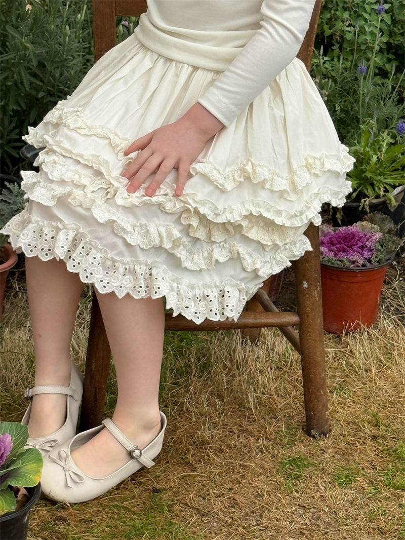 Lace Ruffle Tiered Skirt レース ティアードスカート【mh0012429】 mamahalo shop