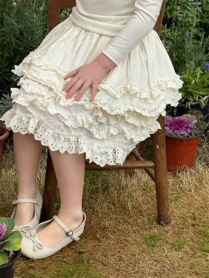 Lace Ruffle Tiered Skirt レース ティアードスカート【mh0012429】 mamahalo shop