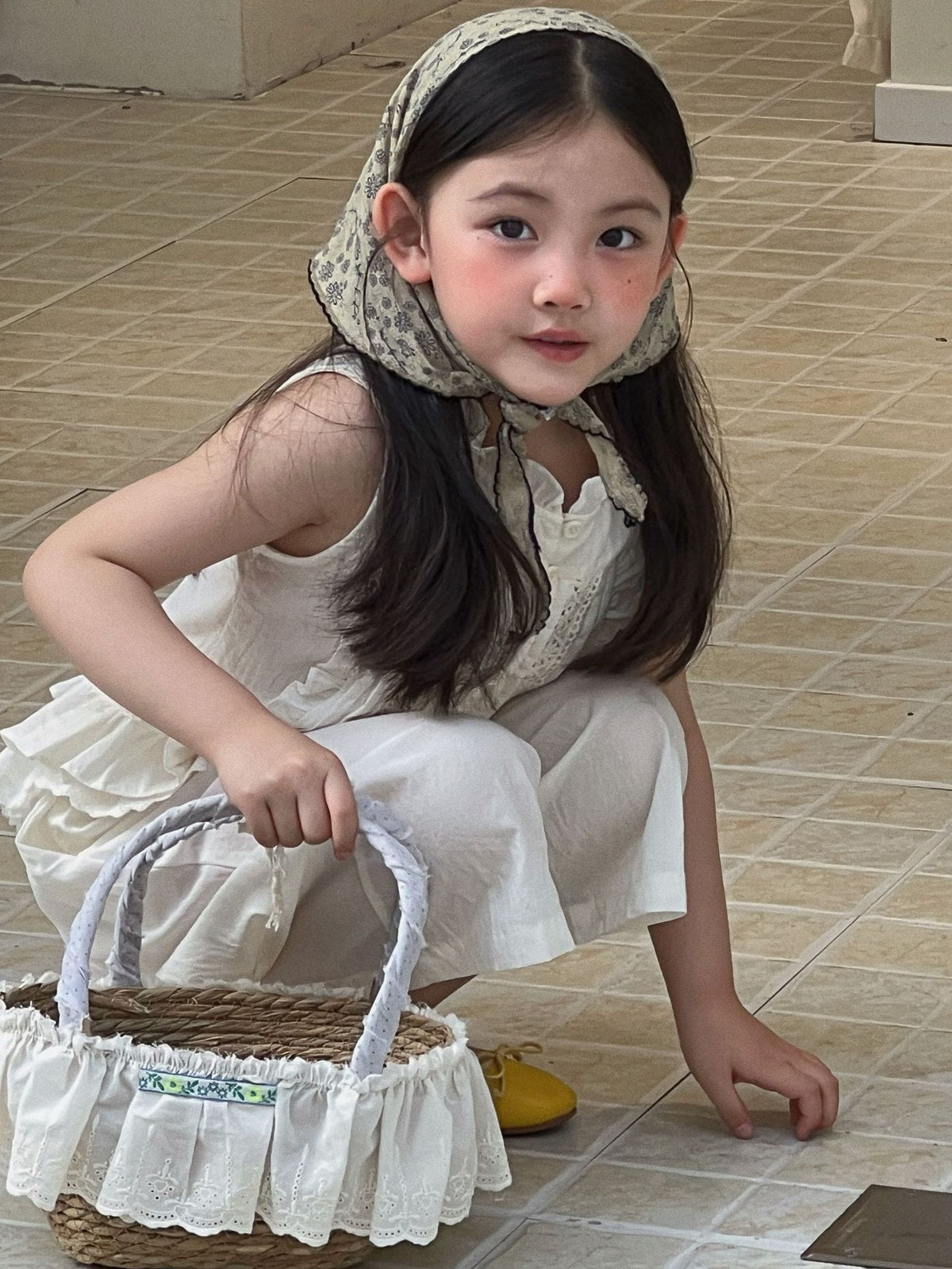 Lace Sleeveless Vest Cropped Lantern Pants Set ラッフル ノースリーブトップス ロングパンツ セット【mh0013302】 Mu Zika ノースリーブセットアップ